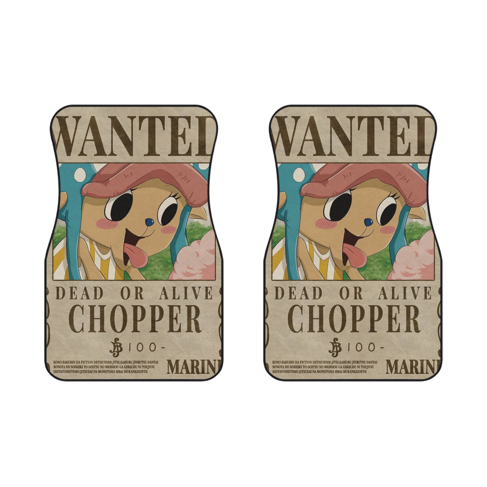 Chopper wanted poster Car Mats (2x Front) - OtakuSuppliers Chopper wanted poster Car Mats (2x Front)