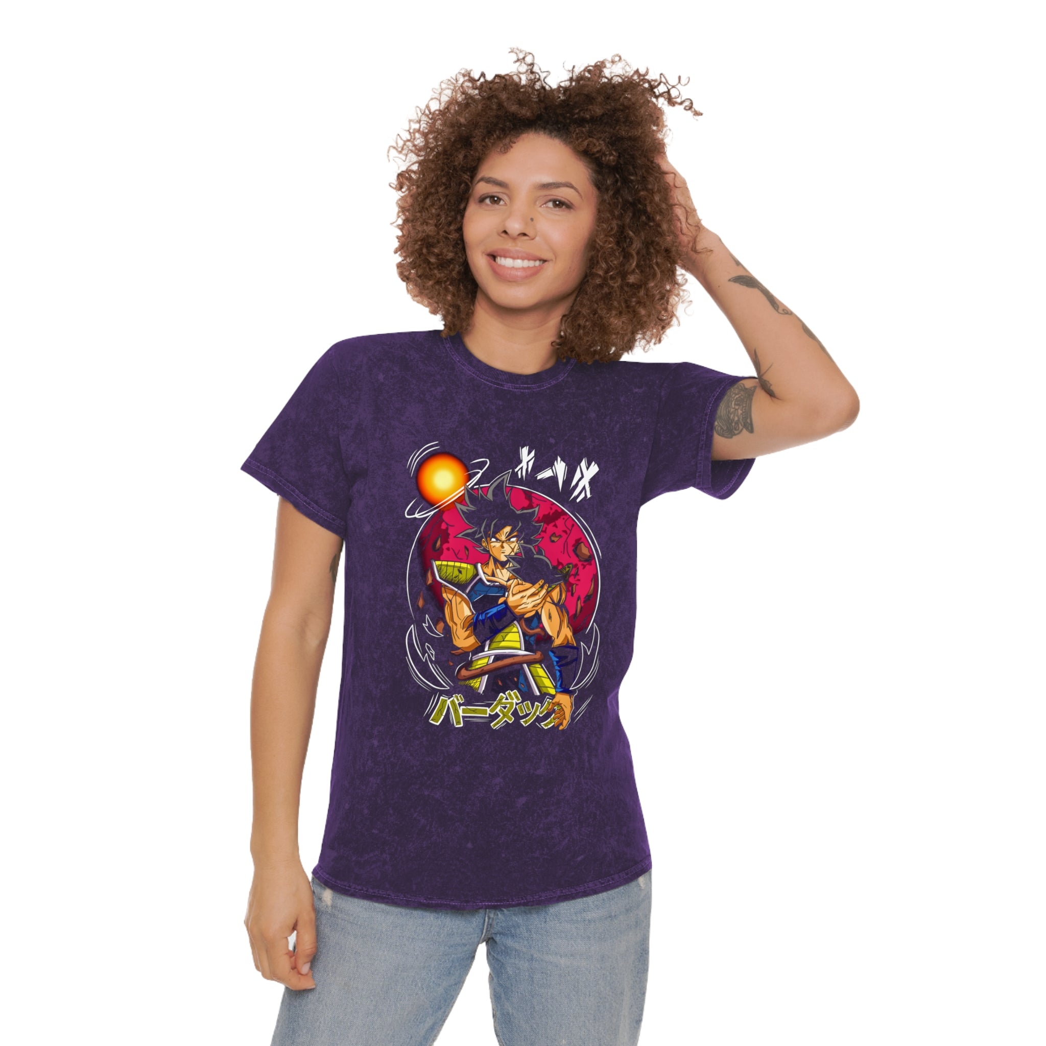 Bardock and Goku Mineral Wash T-Shirt - OtakuSuppliers Bardock and Goku Mineral Wash T-Shirt