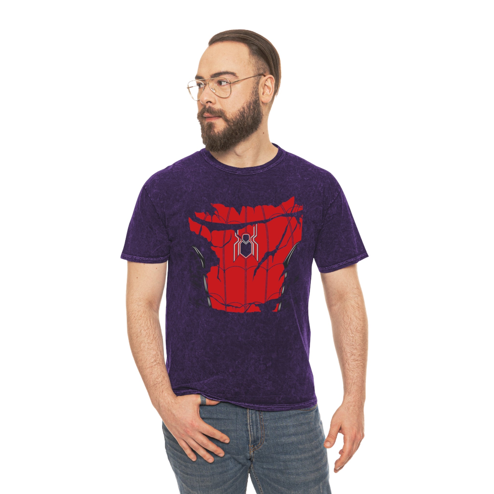 Spiderman Mineral Wash T-Shirt - OtakuSuppliers Spiderman Mineral Wash T-Shirt Mineral Purple / S