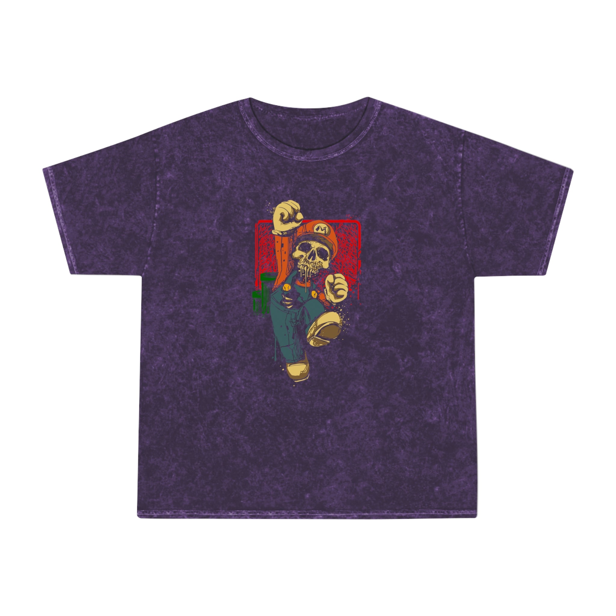 Skeleton Mario Mineral Wash T-Shirt - OtakuSuppliers Skeleton Mario Mineral Wash T-Shirt