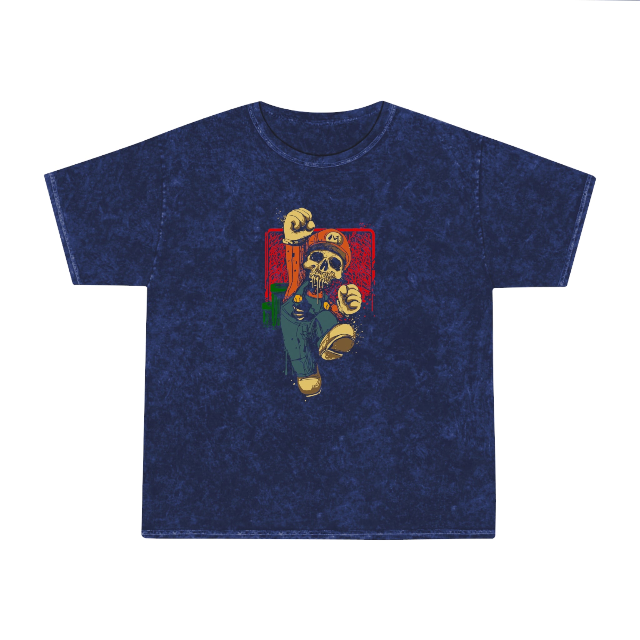 Skeleton Mario Mineral Wash T-Shirt - OtakuSuppliers Skeleton Mario Mineral Wash T-Shirt