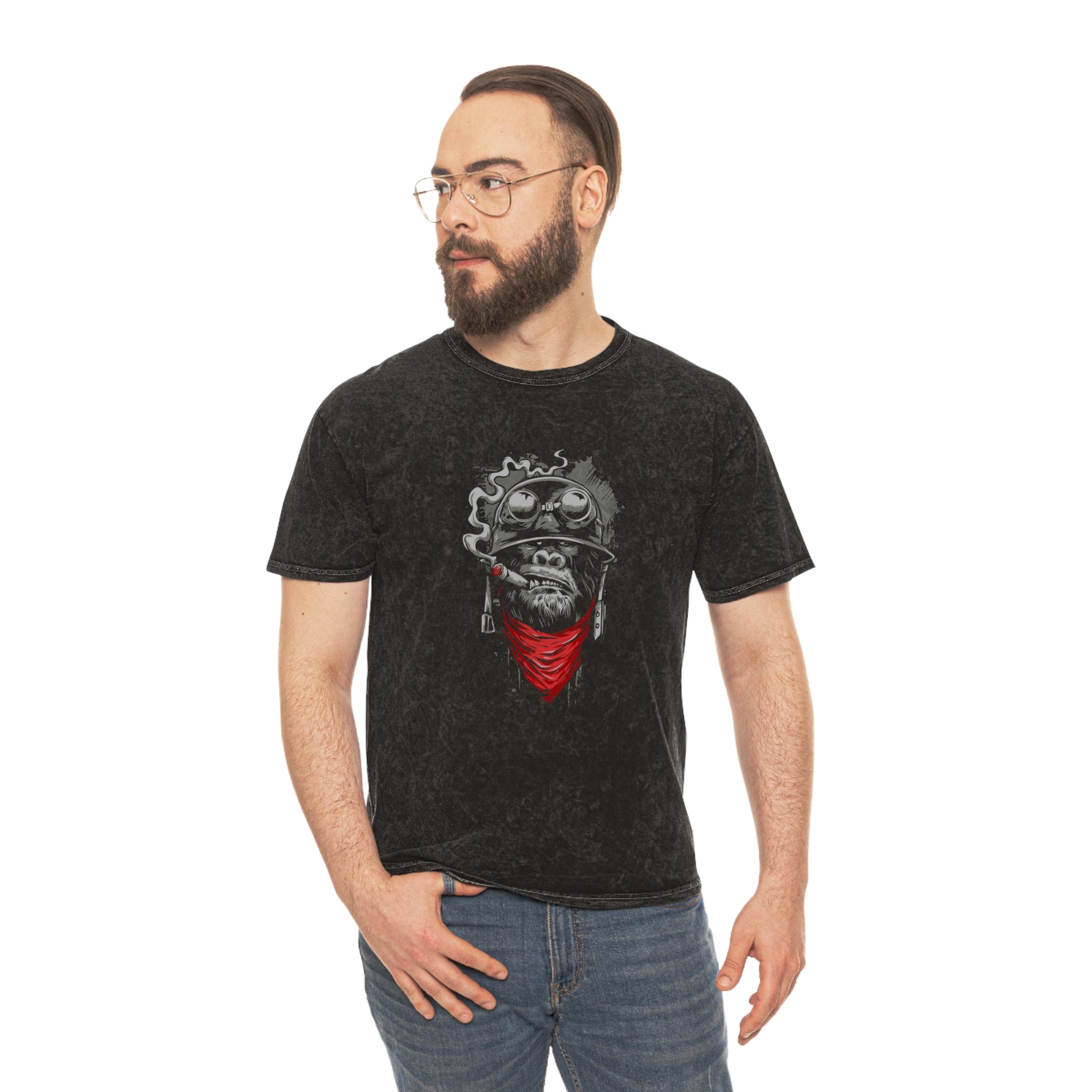 The Smoking Apes Mineral Wash T-Shirt - OtakuSuppliers The Smoking Apes Mineral Wash T-Shirt Mineral Black / S