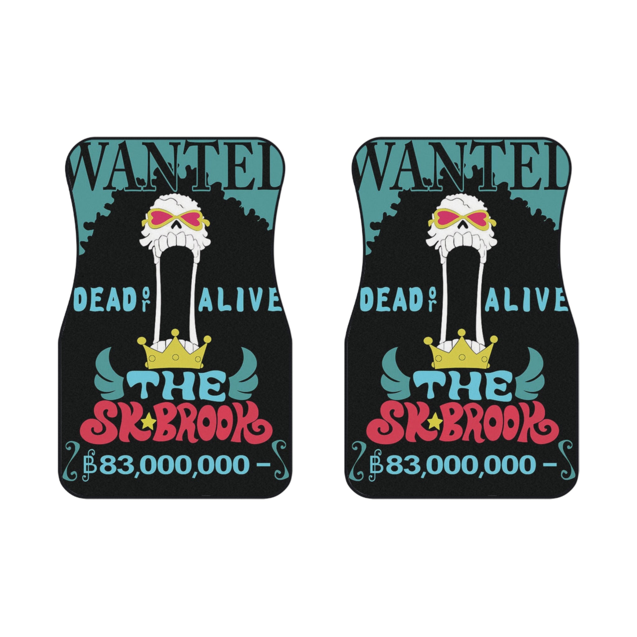 Brook wanted poster Car Mats (2x Front) - OtakuSuppliers Brook wanted poster Car Mats (2x Front)