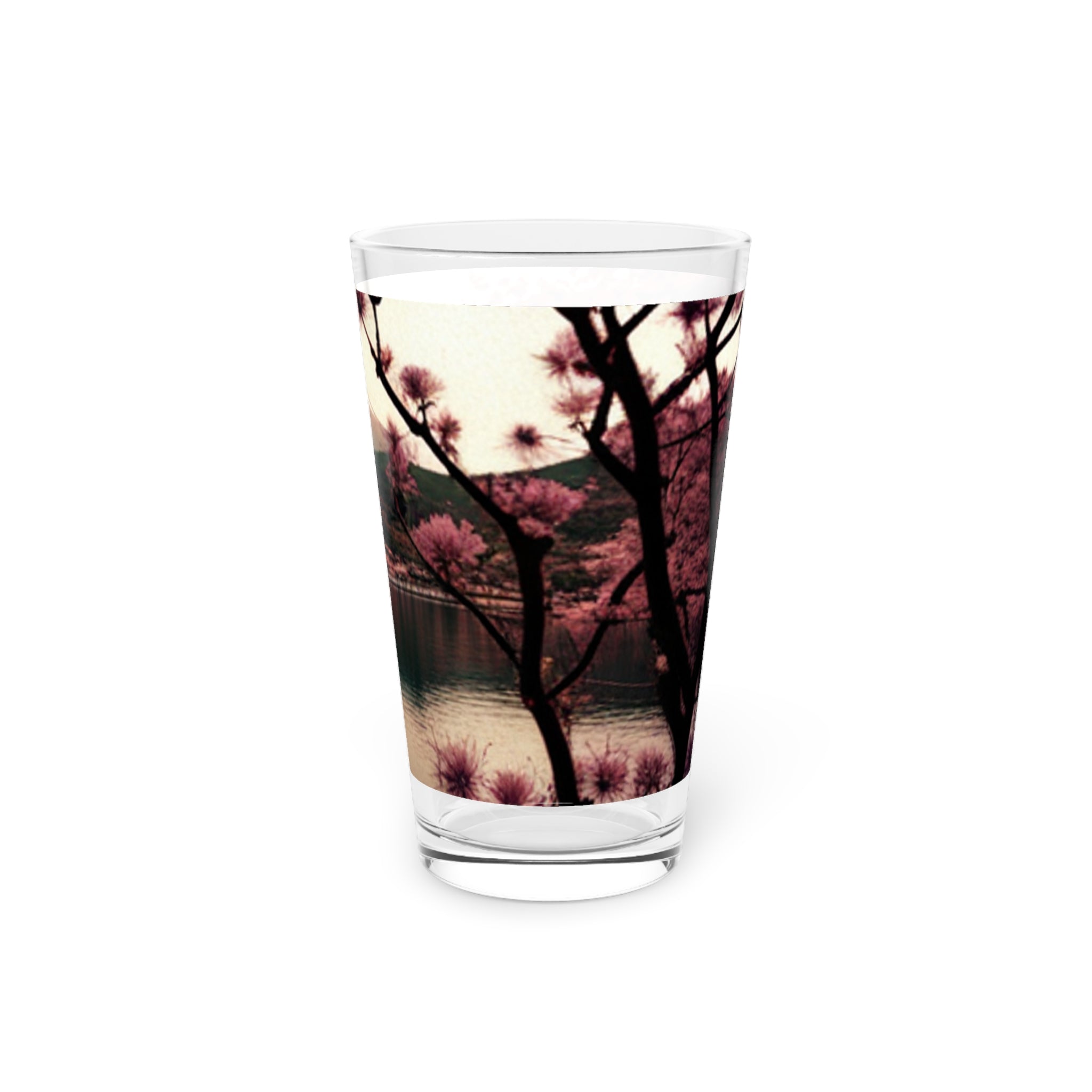 Mt. Fuji Cherry blossom Pint Glass, 16oz - OtakuSuppliers Mt. Fuji Cherry blossom Pint Glass, 16oz