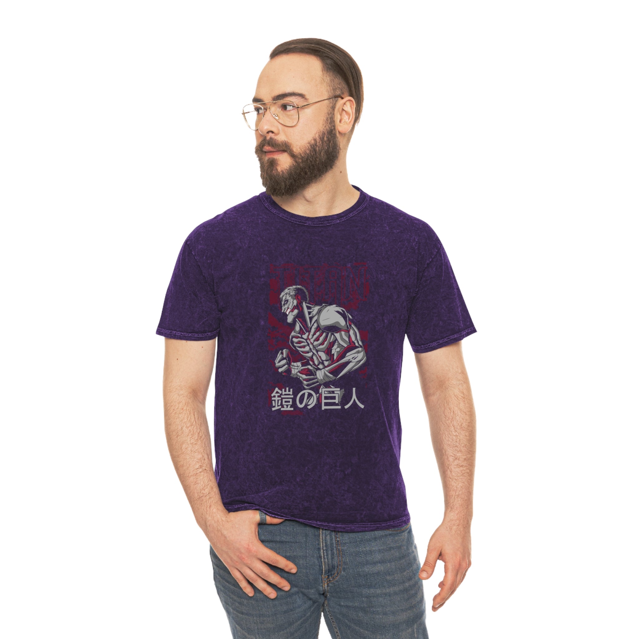 Attack on Titan Armored Titan Mineral Wash T-Shirt - OtakuSuppliers Attack on Titan Armored Titan Mineral Wash T-Shirt Mineral Purple / S