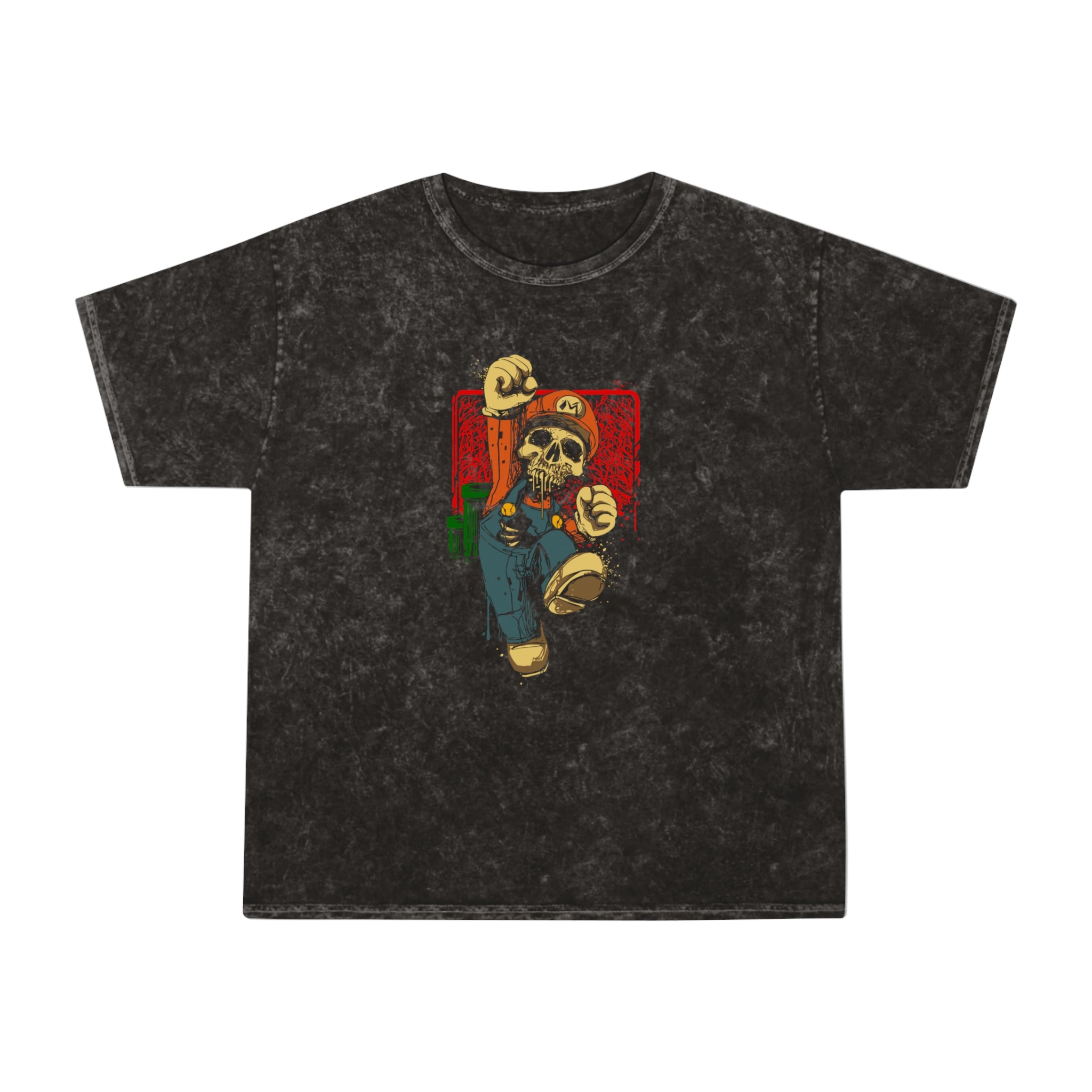 Skeleton Mario Mineral Wash T-Shirt - OtakuSuppliers Skeleton Mario Mineral Wash T-Shirt