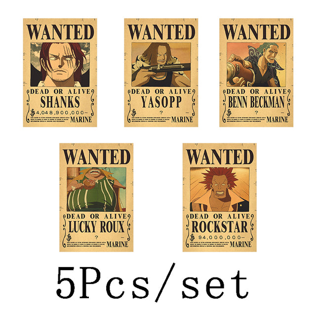 One Piece Vintage Posters - OtakuSuppliers One Piece Vintage Posters Red Hair Shanks Pirates 5 PCs / 40CM X 29CM