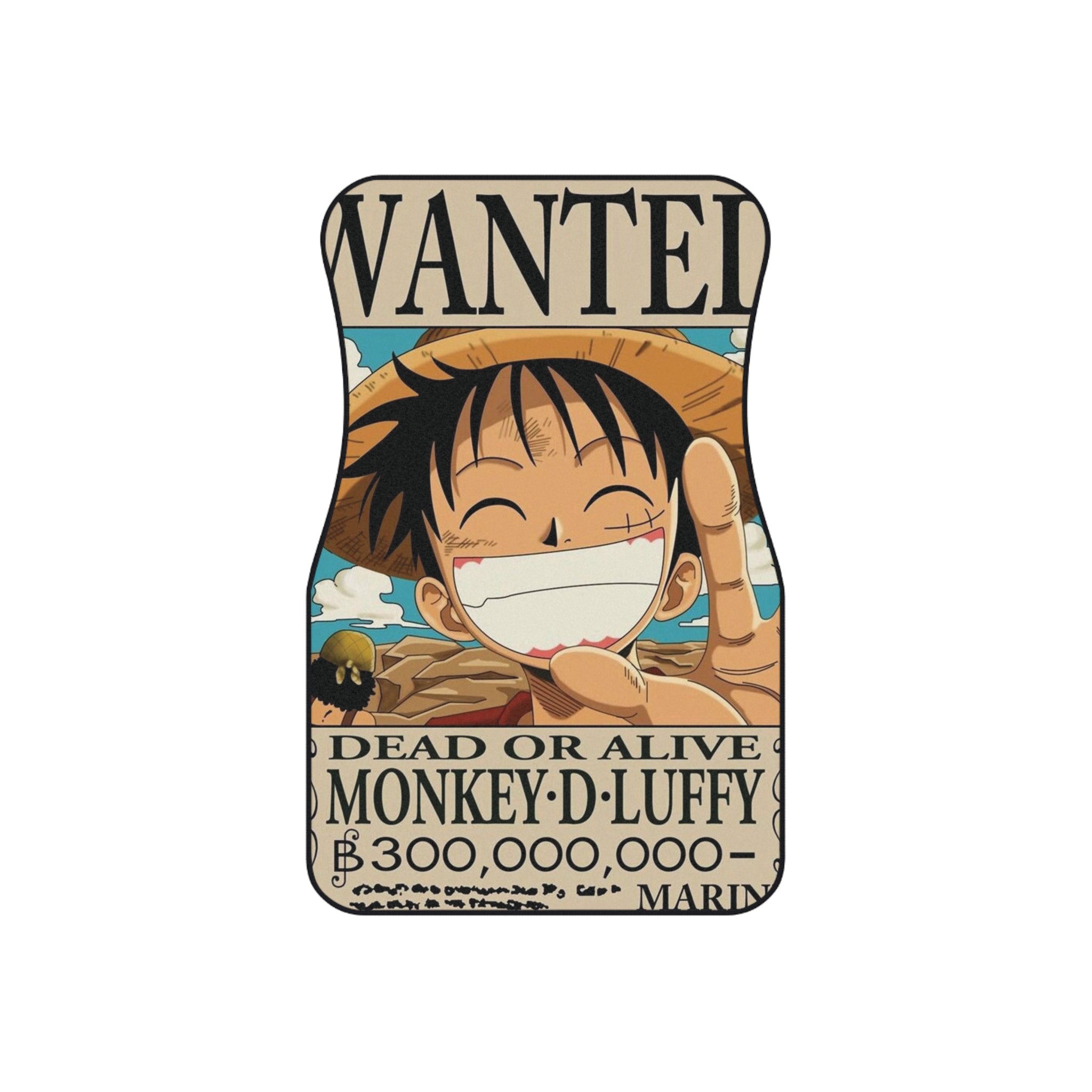 Luffy Wanted Poster Car Mats (2x Front) - OtakuSuppliers Luffy Wanted Poster Car Mats (2x Front)