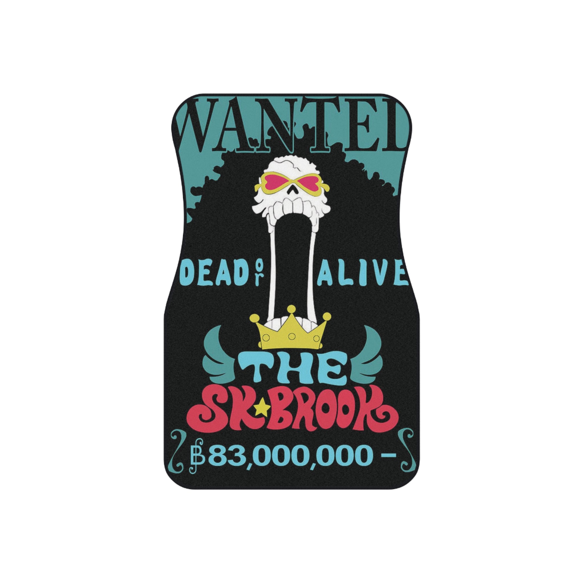 Brook wanted poster Car Mats (2x Front) - OtakuSuppliers Brook wanted poster Car Mats (2x Front)