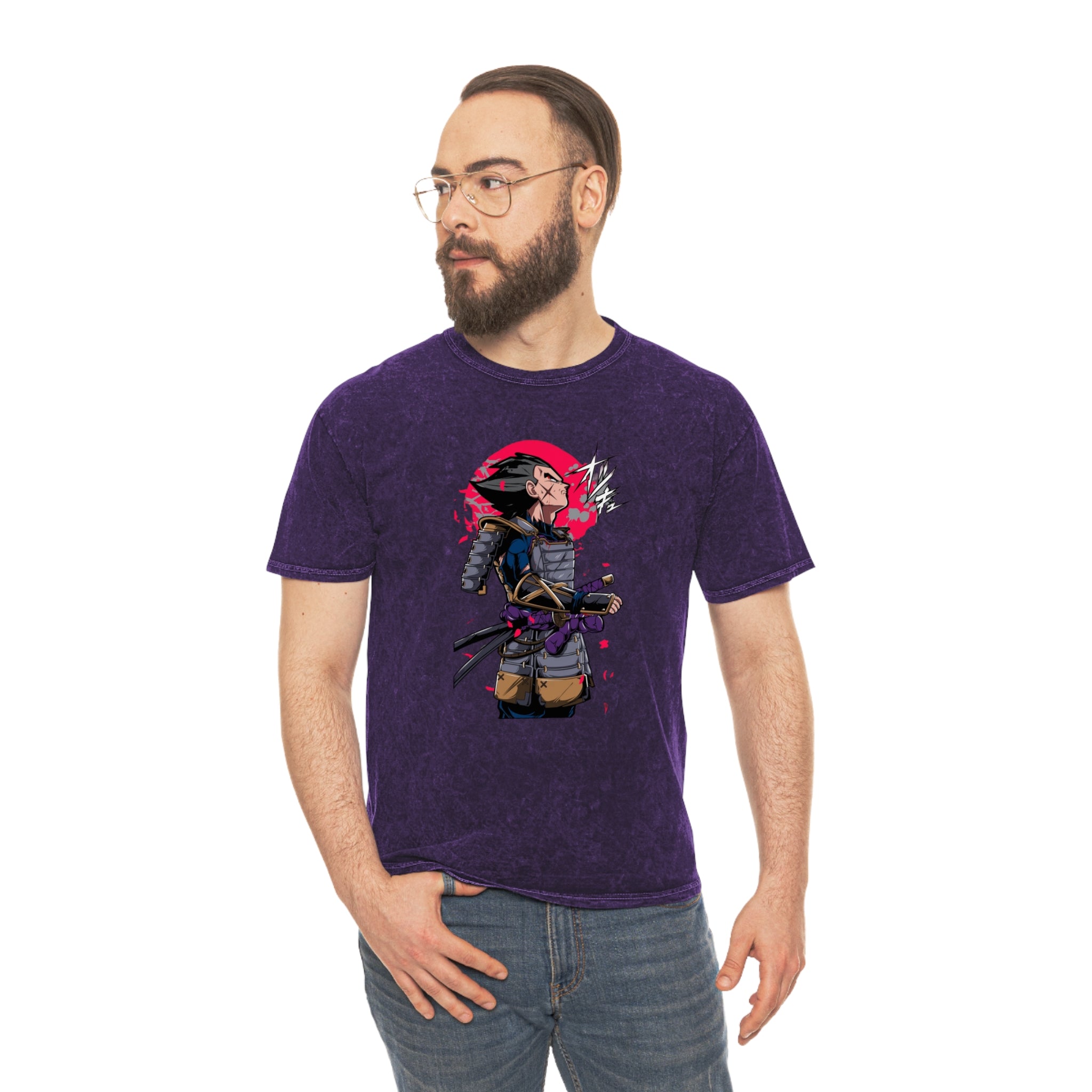 Samurai Vegeta Mineral Wash T-Shirt - OtakuSuppliers Samurai Vegeta Mineral Wash T-Shirt Mineral Purple / S