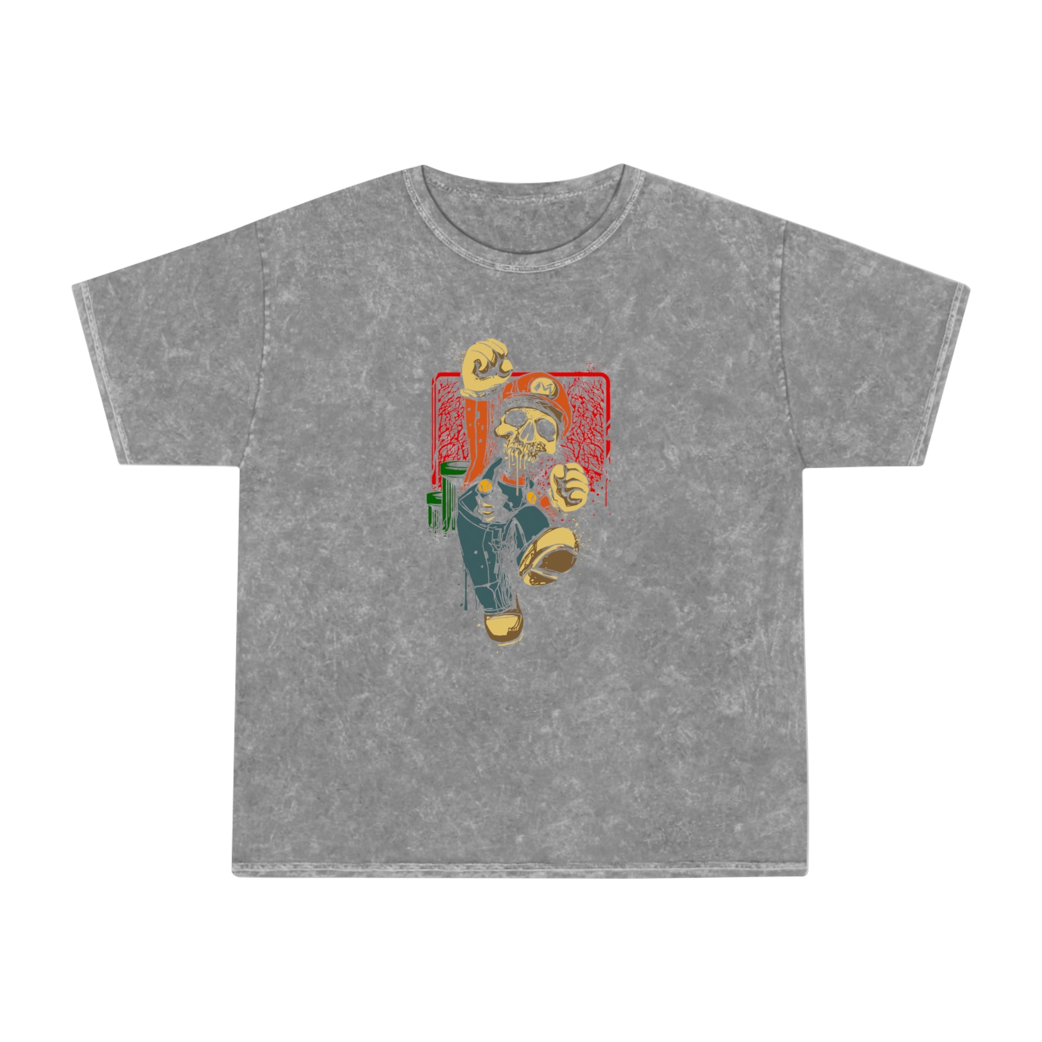 Skeleton Mario Mineral Wash T-Shirt - OtakuSuppliers Skeleton Mario Mineral Wash T-Shirt