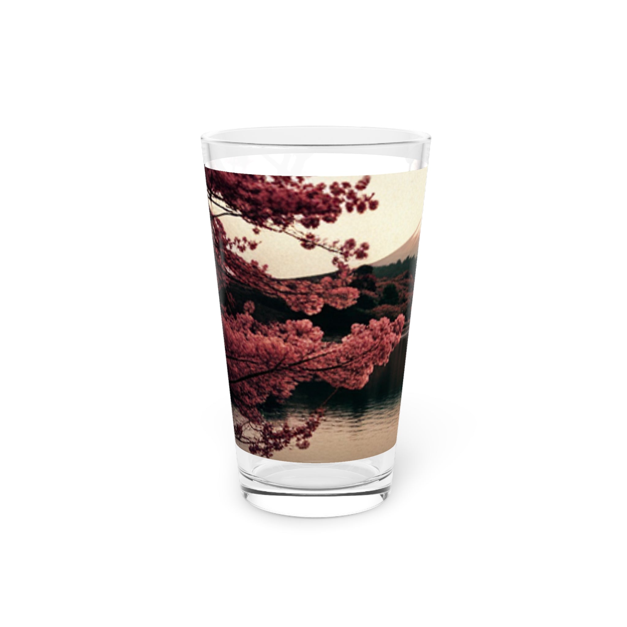 Mt. Fuji Cherry blossom Pint Glass, 16oz - OtakuSuppliers Mt. Fuji Cherry blossom Pint Glass, 16oz