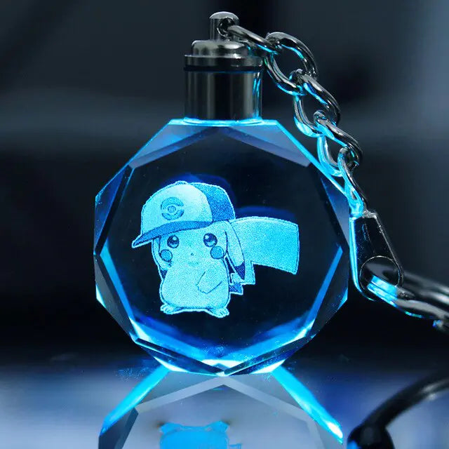 Pokemon Crystal Lamp Keychain - OtakuSuppliers Pokemon Crystal Lamp Keychain Pickachu in a hat