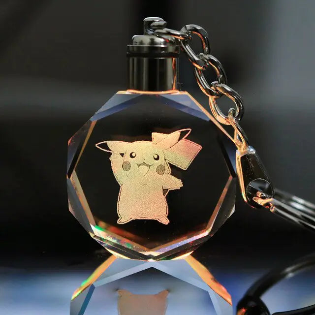 Pokemon Crystal Lamp Keychain - OtakuSuppliers Pokemon Crystal Lamp Keychain Pickachu saying HI