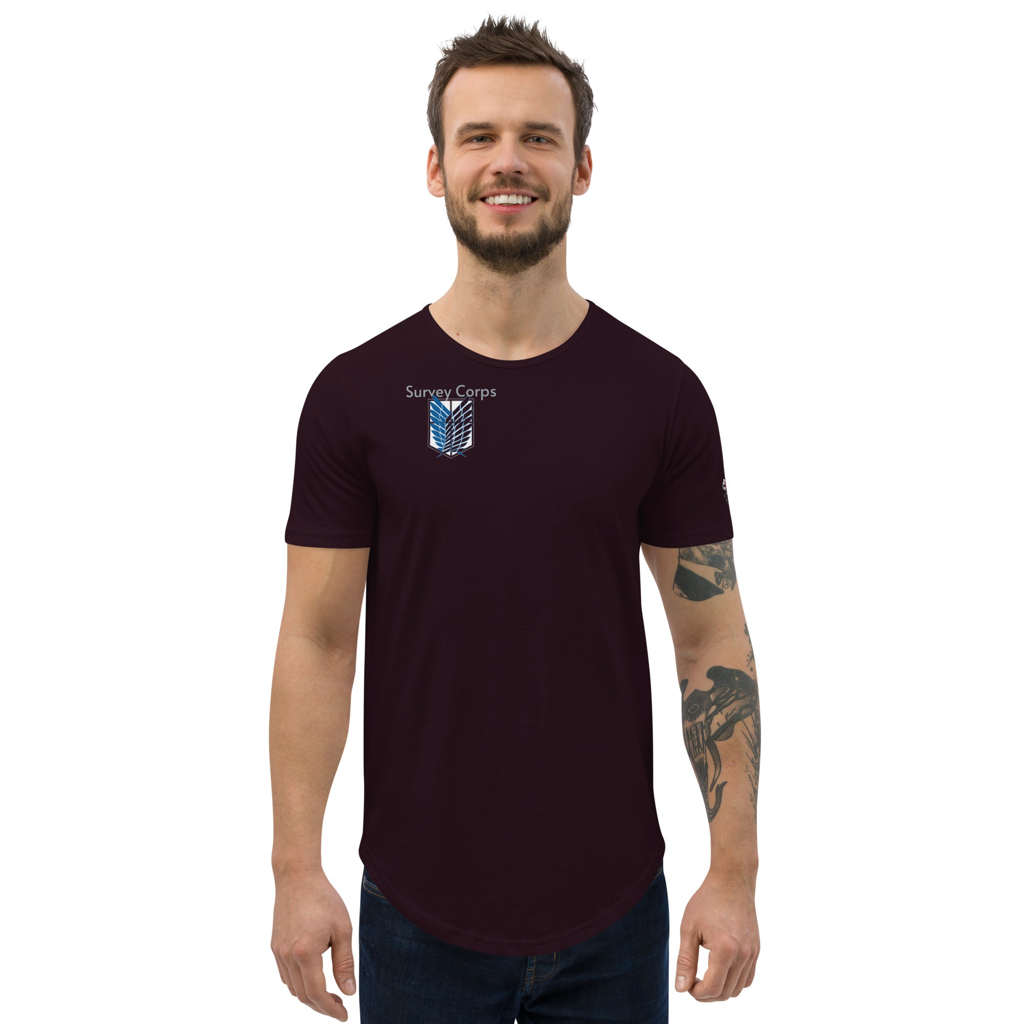 AOT Survey Corps Graphic Tee-Shirt - OtakuSuppliers AOT Survey Corps Graphic Tee-Shirt Oxblood Black / S